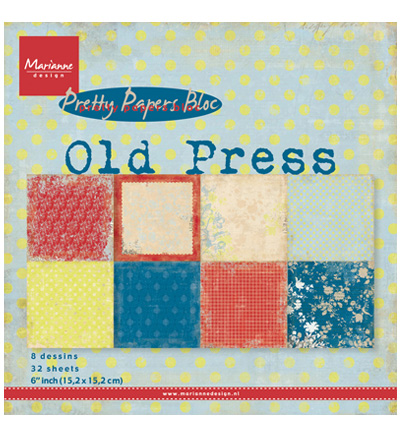 PK9120 - Marianne Design - Old Press - Pretty Papers Blocks - 15.2 x 15.2cm