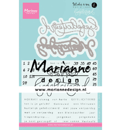 KJ1721 - Marianne Design - Gefelicteerd - Textes