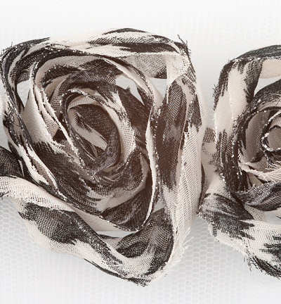 FR1104 - Marianne Design - Ivory,black,gray - Flower Ribbon