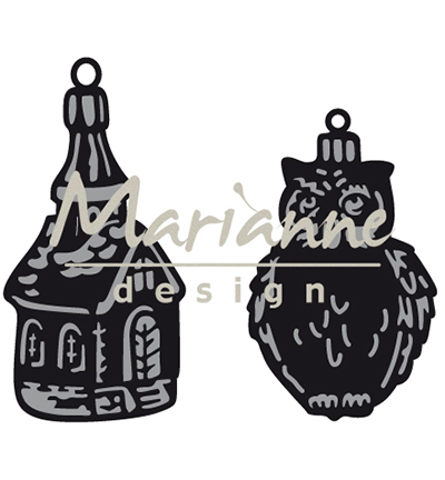 CR1381 - Marianne Design - Tiny's ornaments church & owl - Noël, hiver