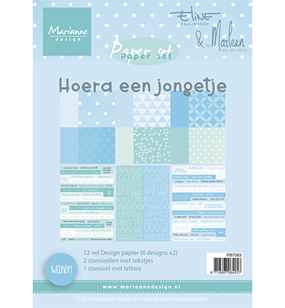 PB7063 - Marianne Design - Hoera een jongetje - Ensemble de papier