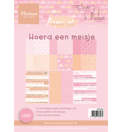 PB7064 - Marianne Design - Hoera een meisje - Ensemble de papier