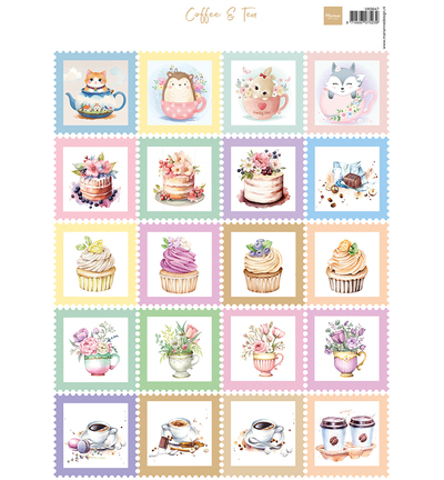 VK9647 - Marianne Design - Feuille à découper A4 – Timbres Café & Thé - Decoupage