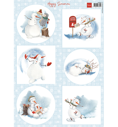VK9658 - Marianne Design - Feuille à découper A4 – Happy Snowmen - Feuilles a decouper