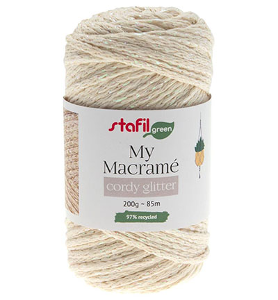 108064-02 - Stafil - Macrame Cordy Glitter, Cream - Macrame