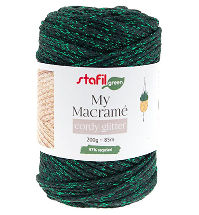 108064-14 - Stafil - Macrame Cordy Glitter, Dark Green - Macrame