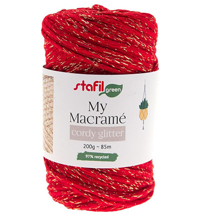 108064-22 - Stafil - Macrame Cordy Glitter, Red - Macrame