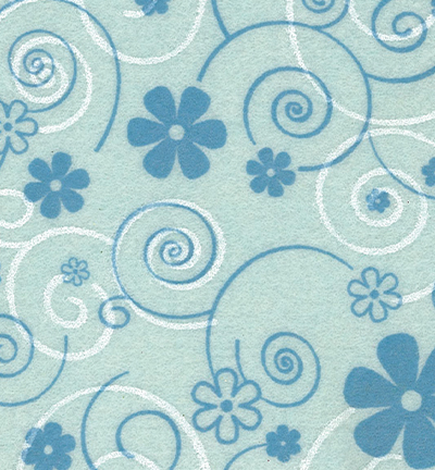 250130-16 - Stafil - Felt curly flowers, L. Blue/Blue+White - Feutrine Fleurs 30x40cm - 1mm