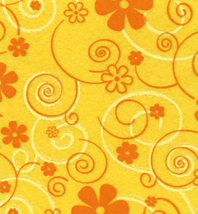250130-42 - Stafil - Felt curly flowers, Maize Yellow/Orange+White - Feutrine Fleurs 30x40cm - 1mm