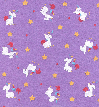 250138-43 - Stafil - Felt unicorn, Wisteria/Multicolor - Feutrine Licorne 30x40cm - 1mm