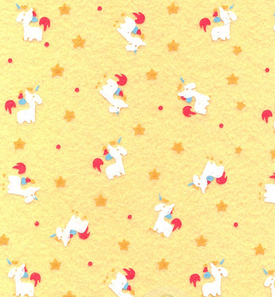 250138-56 - Stafil - Felt unicorn, Pastel Yellow/Multicolor - 