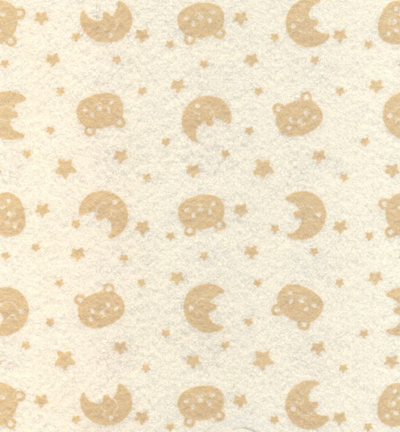 250139-25 - Stafil - Felt bear/moon, Offwhite/Brown - Feutrine Ours/Lune 30x40cm - 1mm