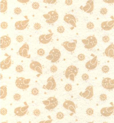 250152-25 - Stafil - Felt birds, Offwhite/Brown - Feutrine Oiseaux 30x40cm - 1mm