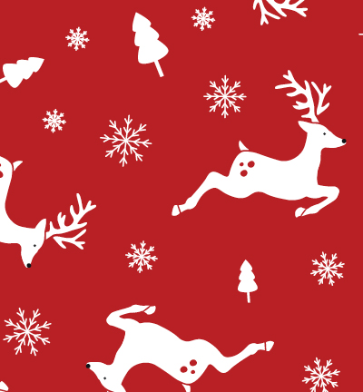 250153-8 - Stafil - Felt deers, Red/White - Feutrine Cerfs 30x40cm - 1mm