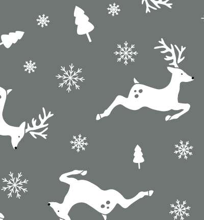 250153-27 - Stafil - Felt deers, Grey melange/White - Feutrine Cerfs 30x40cm - 1mm