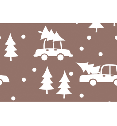 250154-28 - Stafil - Felt Cars & Trees, Caffelatte/White - 