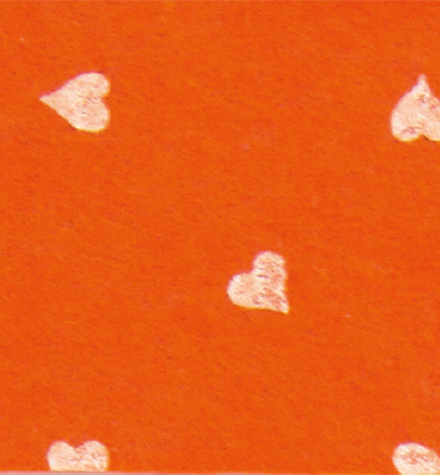 250172-7 - Stafil - Felt hearts, Orange/White -  Feutrine coeurs 30x40cm - 1mm