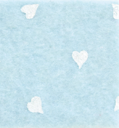250172-16 - Stafil - Felt hearts, Light Blue/White -  Feutrine coeurs 30x40cm - 1mm