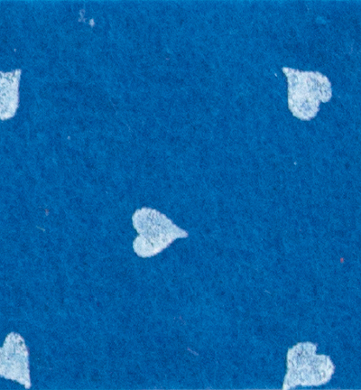 250172-17 - Stafil - Felt hearts, Mid Blue/White -  Feutrine coeurs 30x40cm - 1mm