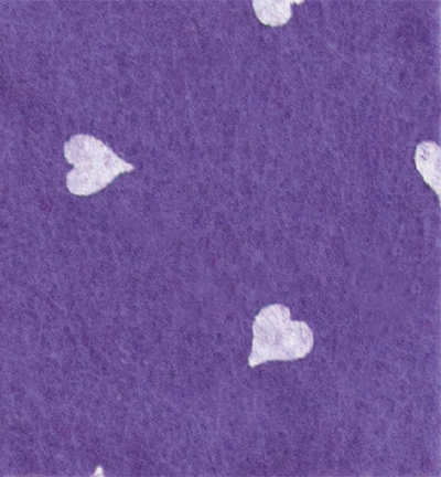 250172-26 - Stafil - Felt hearts, Lilac/White -  Feutrine coeurs 30x40cm - 1mm