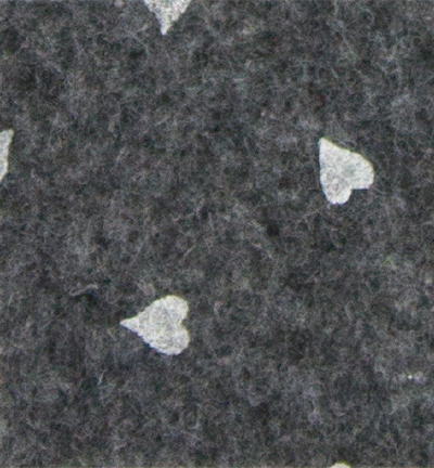 250172-32 - Stafil - Felt hearts, Dark Grey melange/White -  Feutrine coeurs 30x40cm - 1mm
