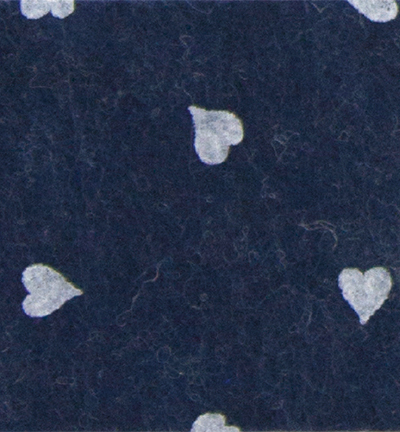 250172-33 - Stafil - Felt hearts, Blue melange/White -  Feutrine coeurs 30x40cm - 1mm