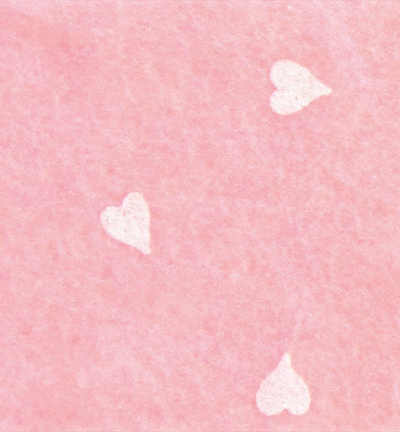 250172-36 - Stafil - Felt hearts, Baby Pink/White -  Feutrine coeurs 30x40cm - 1mm