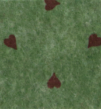 250172-38 - Stafil - Felt hearts, Olive Green melange/Red -  Feutrine coeurs 30x40cm - 1mm