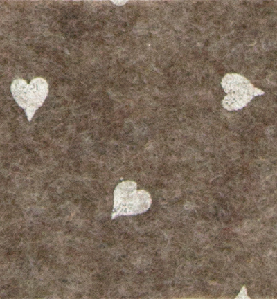 250172-40 - Stafil - Felt hearts, Brown melange/White -  Feutrine coeurs 30x40cm - 1mm