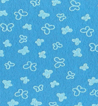 250173-18 - Stafil - Felt butterflies, Turquoise/White - Feutrine Papillons 30x40cm - 1mm