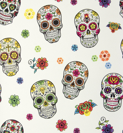 240094-581 - Stafil - Skulls white - Similicuir, motifs