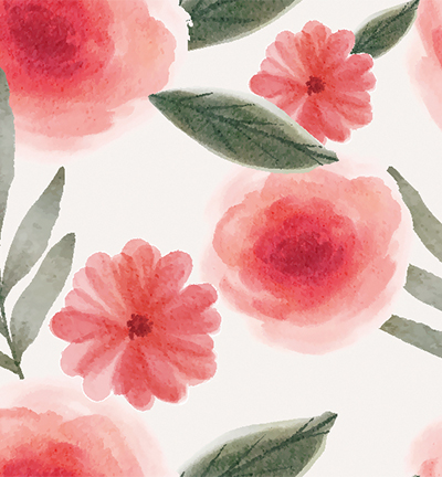 240054-03 - Stafil - Tissu en similicuir, white, red flowers - Similicuir, motifs
