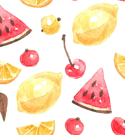 240054-06 - Stafil - Tissu en similicuir, white, summer fruits - Similicuir, motifs