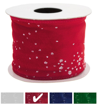 240130-02 - Stafil - Velvet with glitter Red - Velvet Ribbon