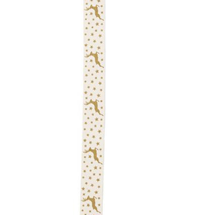 VR15-20026 - Stafil - Christmas ribbon, Reindeer gold - Noël