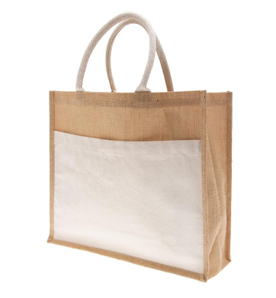7402-01 - Stafil - Jute Shopper Bag + Cotton pocket - 