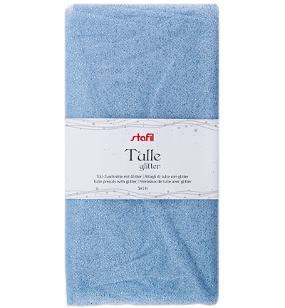 250084-14 - Stafil - Tulle precuts, Glitter sky blue - Paillettés