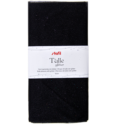 250084-17 - Stafil - Tulle precuts, Glitter black - Paillettés