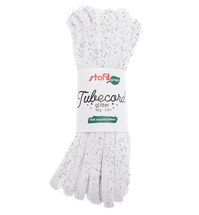 108089-01 - Stafil - Tubecord Glitter, White - Tubecord Glitter
