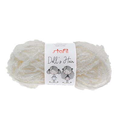 108086-01 - Stafil - Boucle Yarn Doll's Hair, White - Boucle Dolls Hair