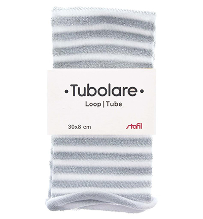 747070-02 - Stafil - Tube coton, Rayures pailletées argent - Paillettés