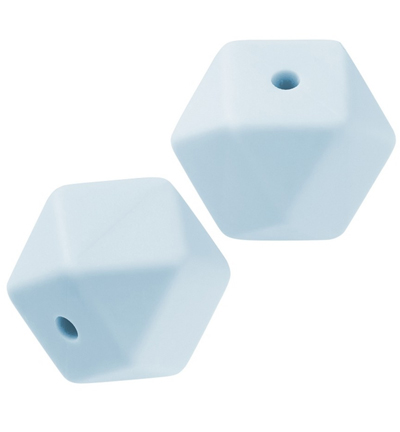 H3264-140 - Stafil - Perle hexagonale en silicone pour cordon tétine, Bleu clair - Perles de silicone