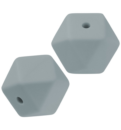 H3264-141 - Stafil - Perle hexagonale en silicone pour cordon tétine, Gris - Perles de silicone