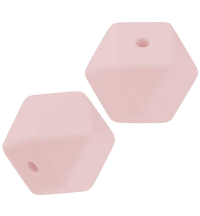 H3264-142 - Stafil - Perle hexagonale en silicone pour cordon tétine, Rose - Perles de silicone