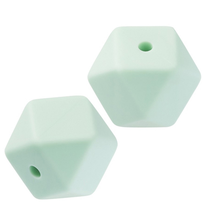 H3264-143 - Stafil - Perle hexagonale en silicone pour cordon tétine, Menthe - Perles de silicone