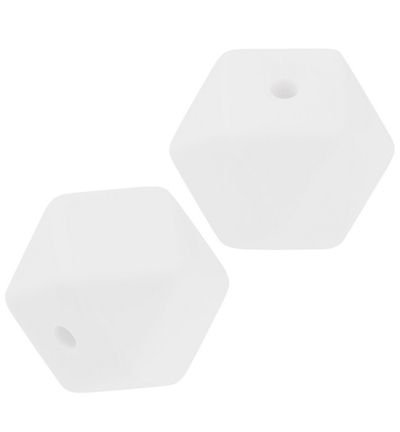 H3264-144 - Stafil - Perle hexagonale en silicone pour cordon tétine, Blanc - Perles de silicone
