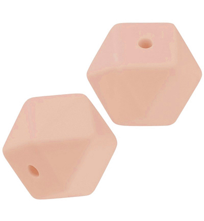H3264-147 - Stafil - Perle hexagonale en silicone pour cordon tétine, Pêche - Perles de silicone