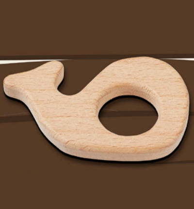 H3265-006 - Stafil - Baleine en bois pour cordon tétine, Naturel - Figurines en bois