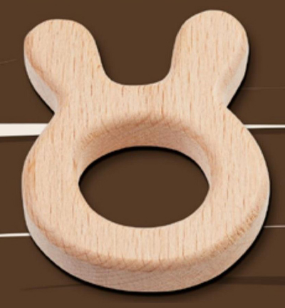 H3265-007 - Stafil - Lièvre en bois pour cordon tétine, Naturel - Figurines en bois