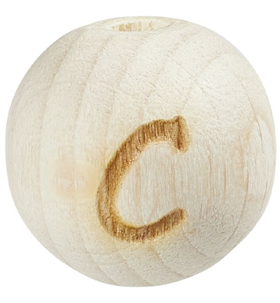 H3260-602 - Stafil - Perle lettre pour cordon tétine, Hêtre clair, C - Lettre/Chiffre Perles